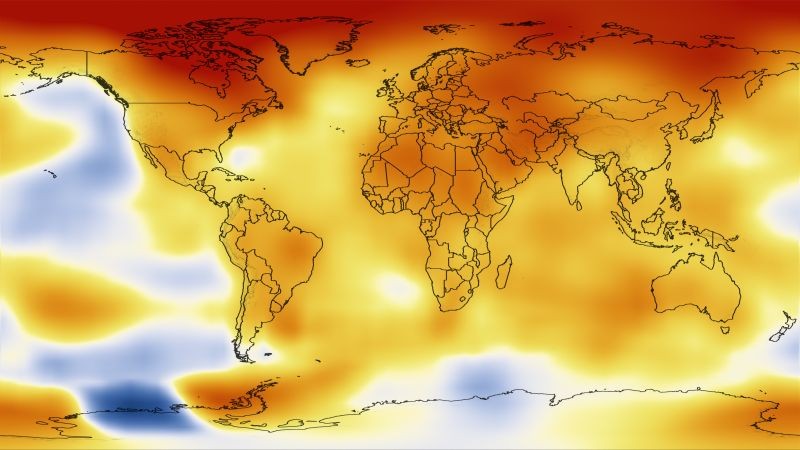 Mapa de las anomalas  de temperatura en el planeta entre 2008 y 2012. Fuente: NASA.